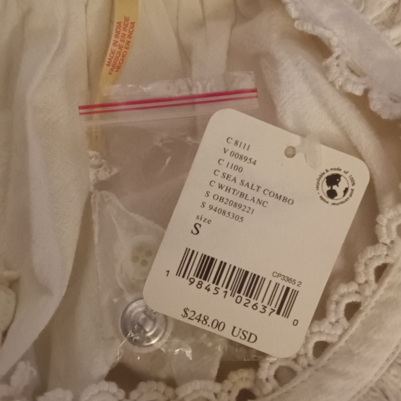 Free People Bali Chloe Top in Sea Salt White Combo S - Picture 4 of 4